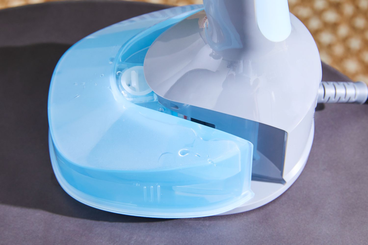 Close-up of the water tank on the BLACK+DECKER HGS200 Advanced Handheld Steamer.