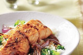 Glazed Salmon With Broccoli Rice