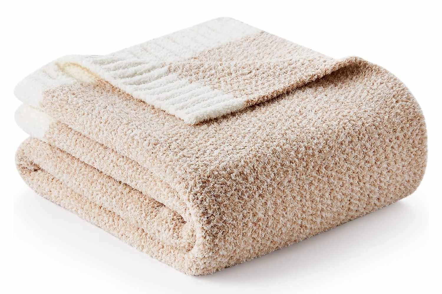 Amazon Snuggle Sac Heather Beige Throw Blankets Luxurious Microfiber Fabric, Reversible Super Soft Throws Warm Cozy Knit Fuzzy Plush Throw Blanket for Couch, Bed, Sofa, Camping, Beige,50x60 inches