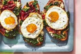 Spring Greens Tartine With Prosciutto, Fontina, and a Fried Egg