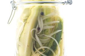 Dill pickles in a jar