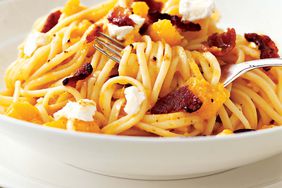 Linguine With Squash, Bacon, and Goat Cheese