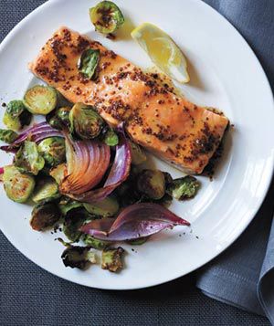 Maple-Glazed Salmon With Roasted Brussels Sprouts