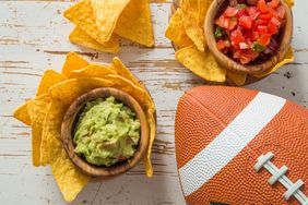 how-to-host-superbowl-outdoors: football, guacamole, salsa