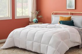 The Linenspa All-Season Duvet Insert on a bed in a bedroom