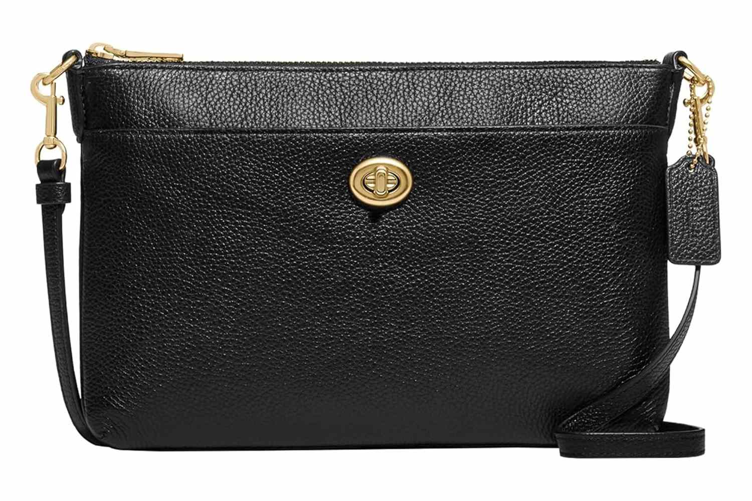 COACH Polished Pebble Polly Crossbody, Gd/Black, One Size