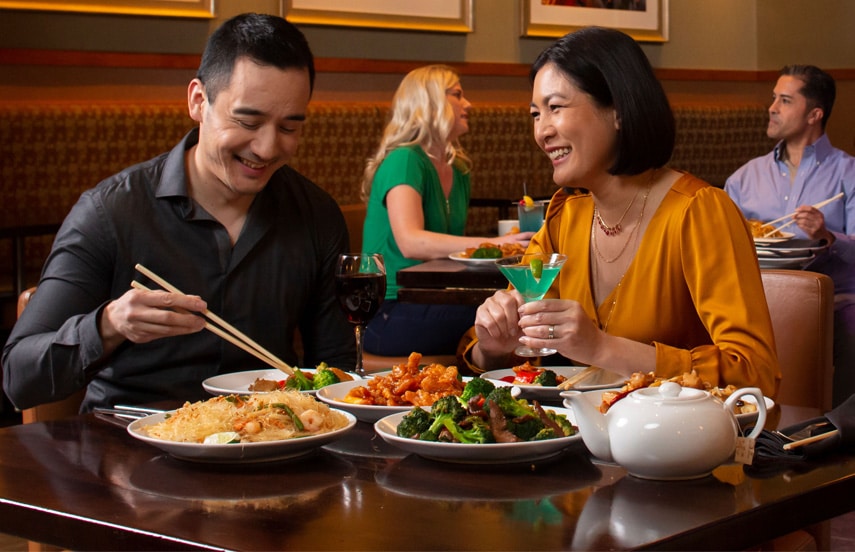 Couple dining at Peal Asian Cuisine