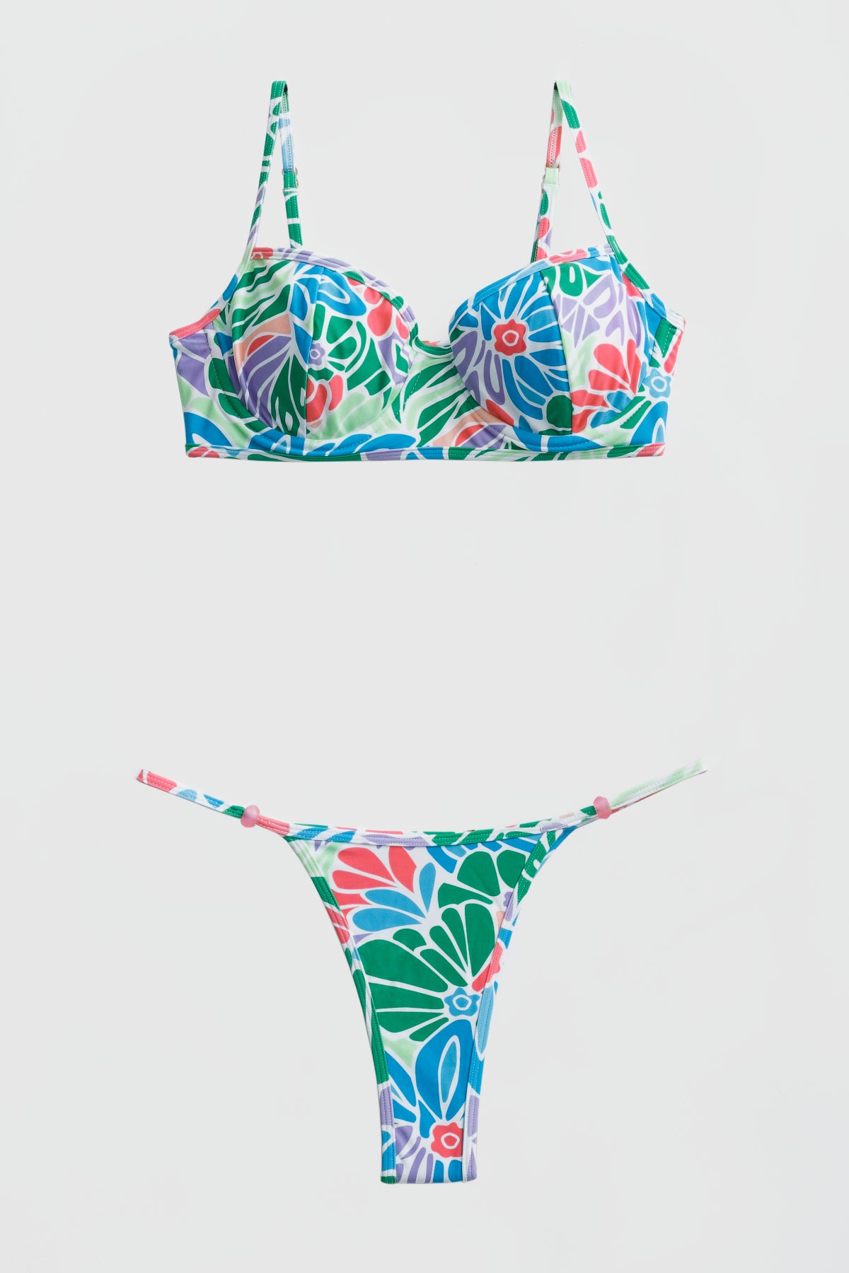 Thong Bikini Bottom in Floral Pattern Print