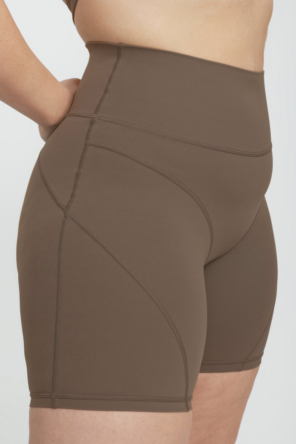 Active Biker Short in Taupe Brown