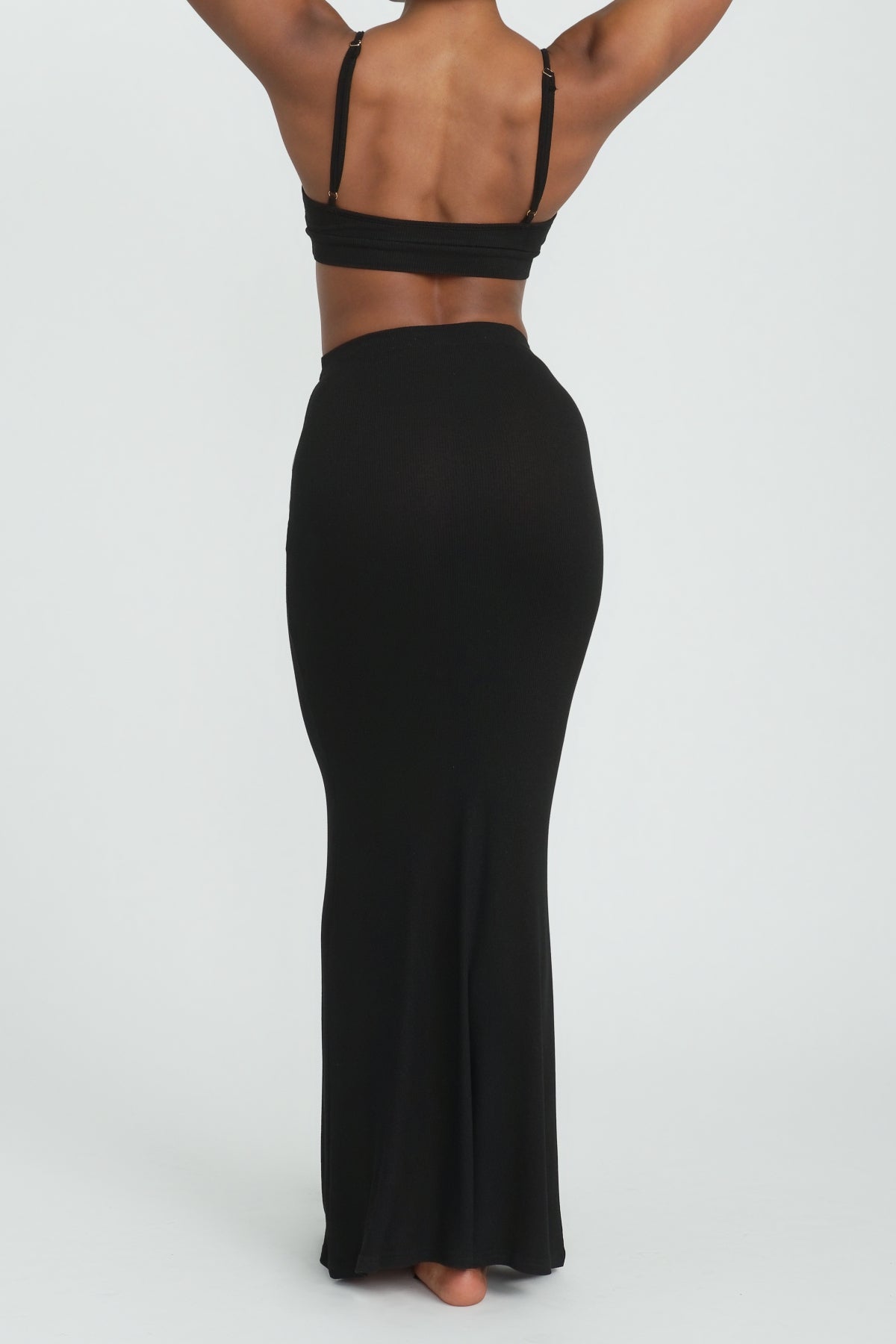 Soft Full Length Lounge Skirt in Jet Black