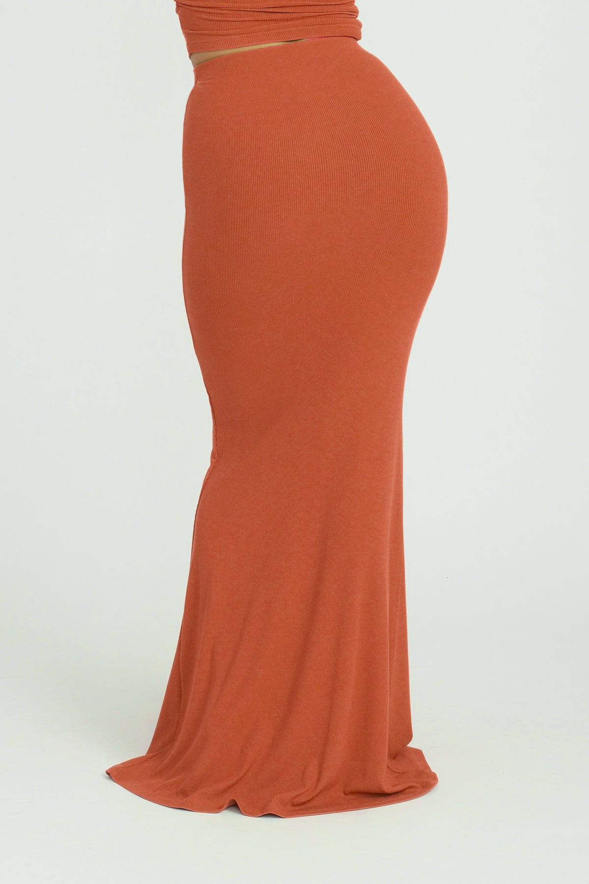 Soft Full Length Lounge Skirt in Amber Orange