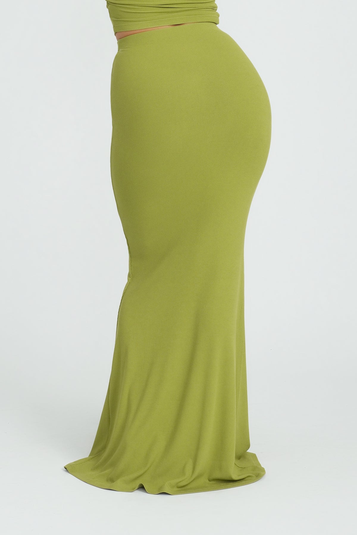 Soft Full Length Lounge Skirt in Moss Green