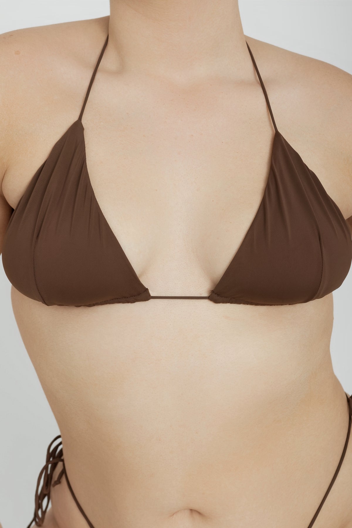 String Bikini Top  in a Chocolate Brown Color