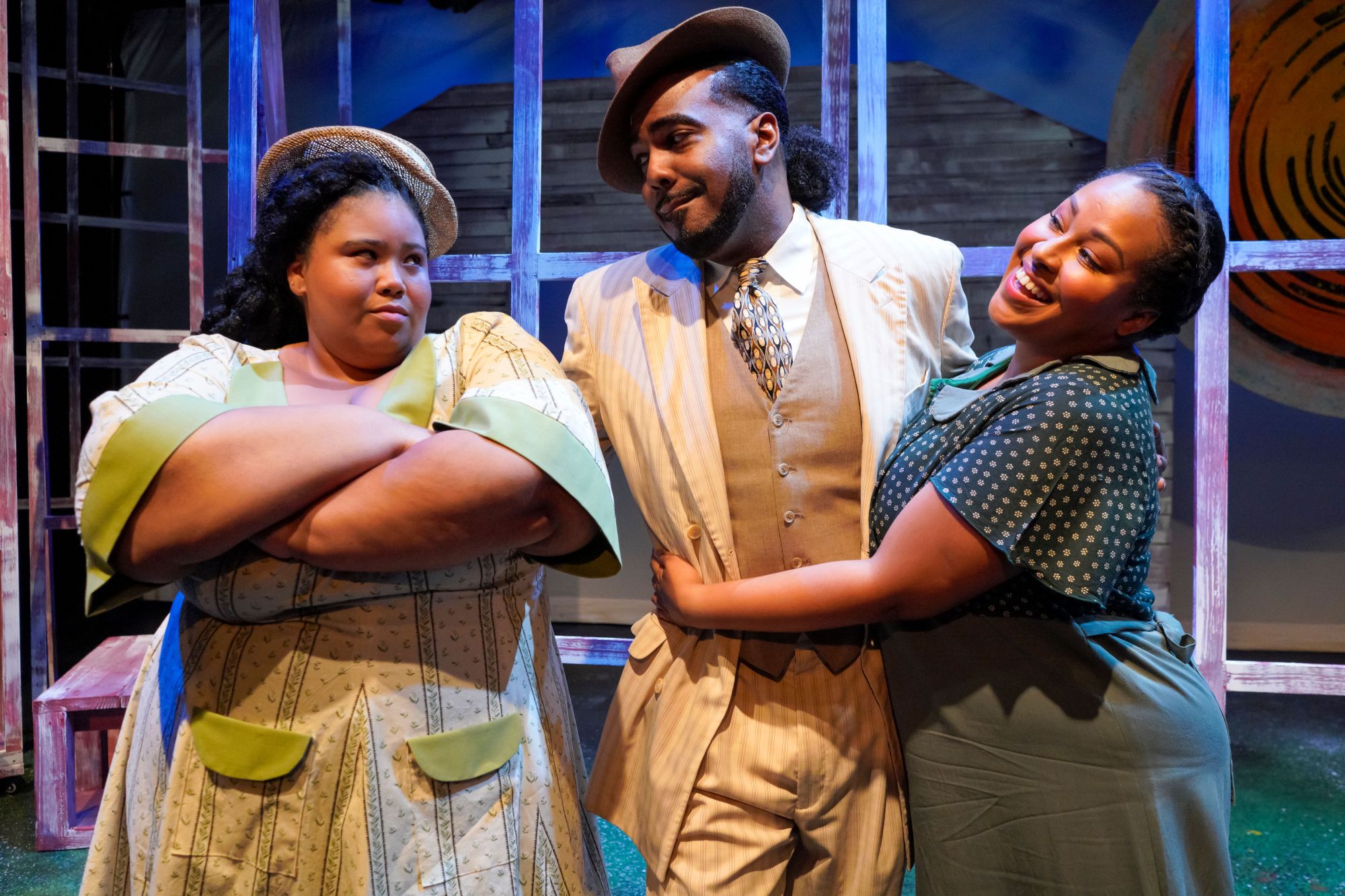 Eboni Muse, left, Kingsley Jackson and Jasmine January in New Village Arts' "The Color Purple" musical. (Courtesy of Daren Scott)