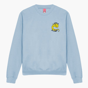 Yellow Worm On A String Embroidered Sweatshirt (Unisex)-Embroidered Clothing, Embroidered Sweatshirt, JH030-Sassy Spud