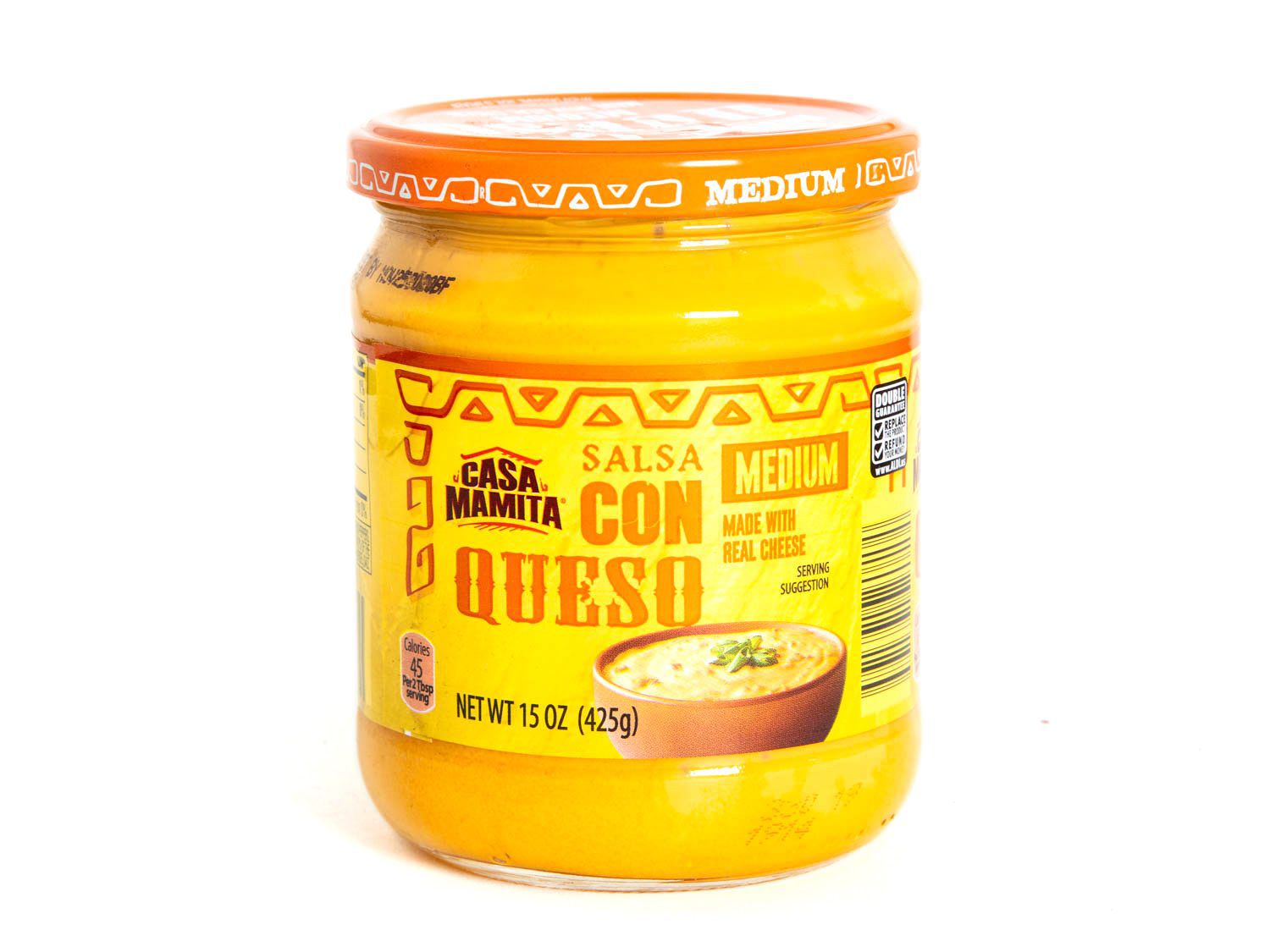 A jar of Casa Mamita queso dip.