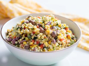 A bowl filled with succotash made with fresh summer corn. 