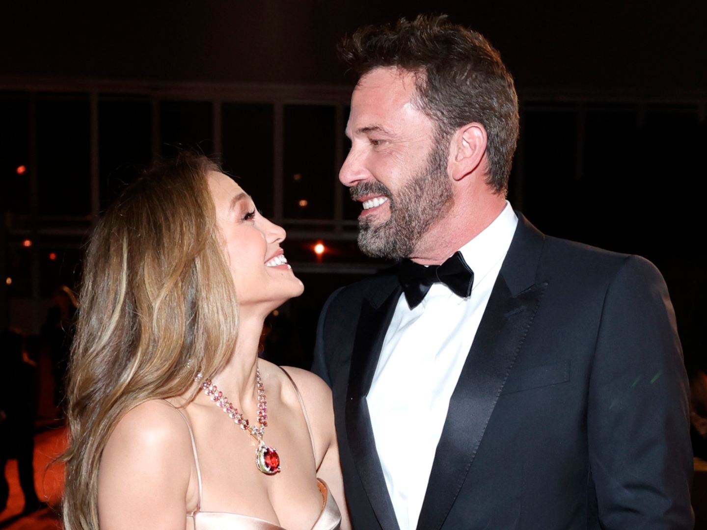 Jennifer Lopez, wearing Gucci,, and Ben Affleck, wearing Gucci, attend the 2023 LACMA Art+Film Gala, Presented By Gucci at Los Angeles County Museum of Art on November 04, 2023 in Los Angeles, California.