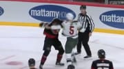 Jake Middleton, Zack McEwen treat Swedish crowd to a hockey fight