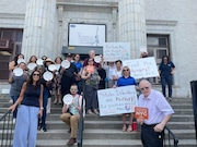 An inter-faith protest on hunger in Staten Island on the steps of Borough Hall. (Courtesy of Project Hospitality for the Staten Island Advance)