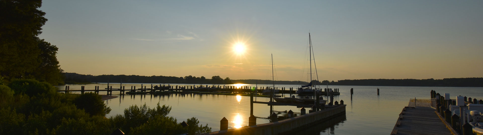 SMCM riverfront at sunset