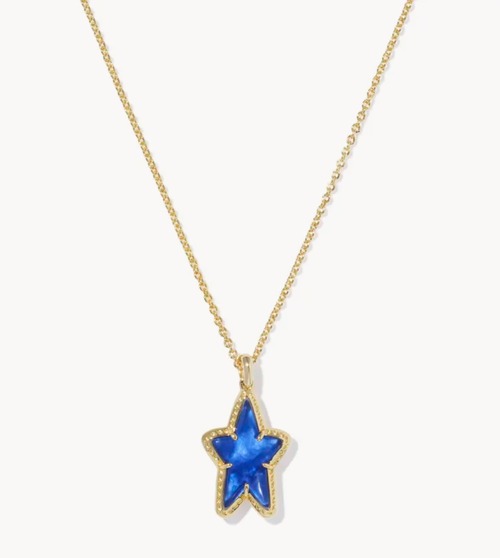 Ada Gold Short Pendant in Cobalt Blue Illusion