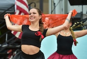 The Lechowia Polish-Canadian Folk Dance Company performs at the Syracuse Polish Festival in Clinton Square, Syracuse, NY, Friday June 22, 2018. Scott Schild | sschild@syracuse.com