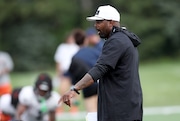 Syracuse coach Fran Brown. The Syracuse football team continue practice as they prepare for their season opener against  Ohio University Aug 31 at the JMA Wireless Dome. Denis Nett | dnett@syracuse.com