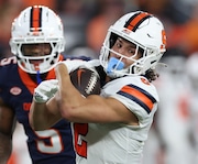 Trebor Pena during the Syracuse University Spring football game at the JMA Wireless Dome, Syracuse, NY, Saturday April 20, 2024.
(Scott Schild | sschild@syracuse.com)   

