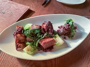 Roasted pork belly with blackberry herb sauce and bok choy at Noble Cellar, Syracuse, N.Y. (Jared Paventi | jaredpaventi@gmail.com)