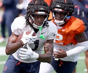 Syracuse Orange running back LeQuint Allen (1). The Syracuse football team continue practice as they prepare for their season opener against  Ohio University Aug 31 at the JMA Wireless Dome. Denis Nett | dnett@syracuse.com