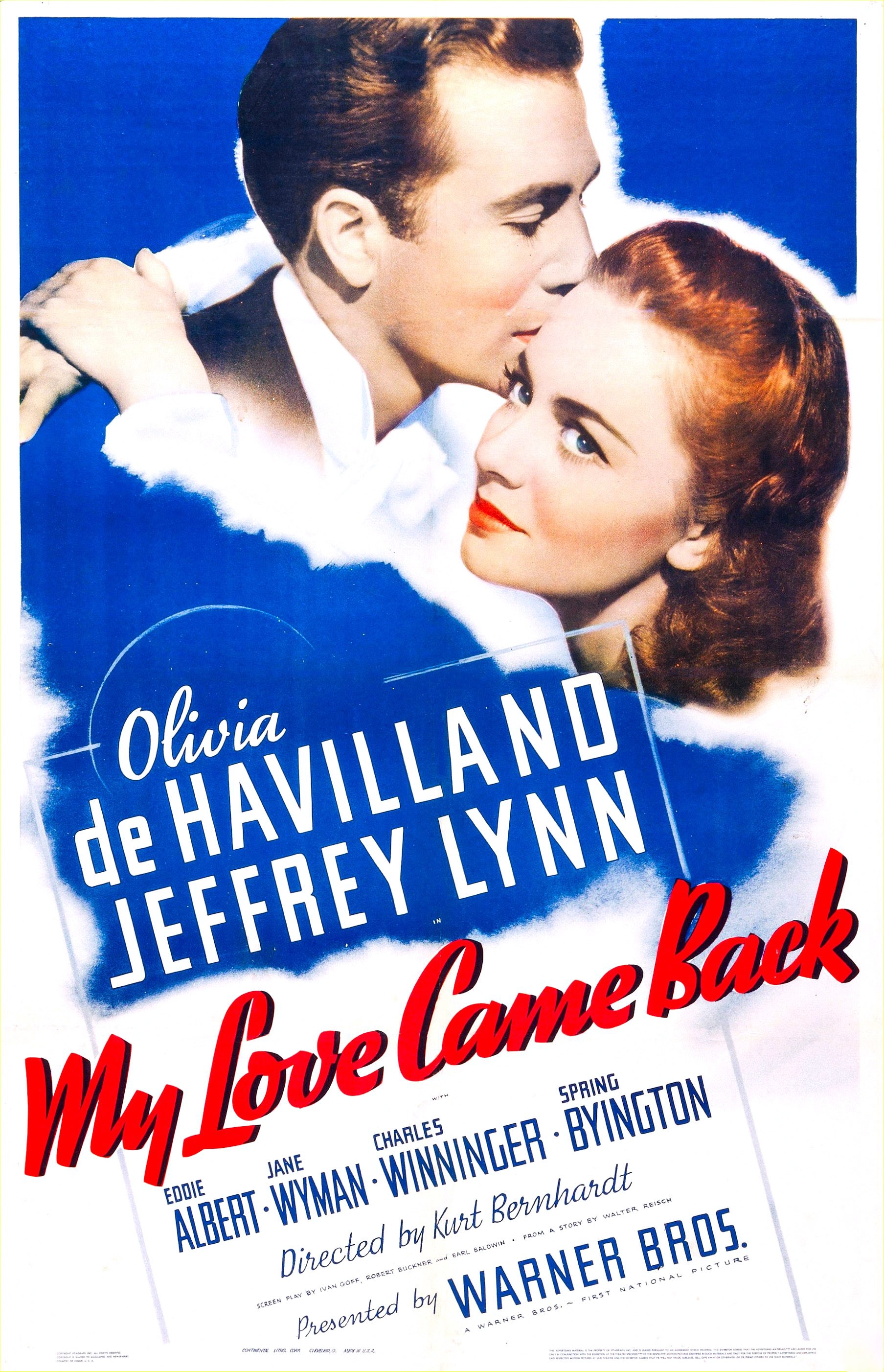 A poster for the film My Love Came Back starring De Havilland and American actor Jeffrey Lynn