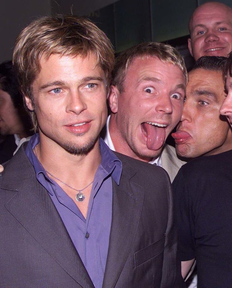 A young Brad Pitt with Guy Richie and Vinne Jones at the UK premiere of Snatch in the Odeon, Leicester Sqaure, London on August 23, 2000