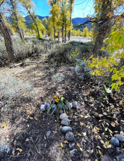 A small memorial was laid by Gabby's stepdad Jim Schmidt where her body was found