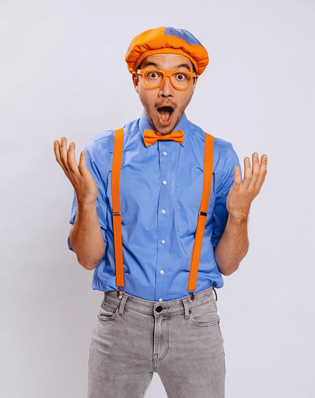 Spot the difference - the new Blippi played by Clayton Grimm