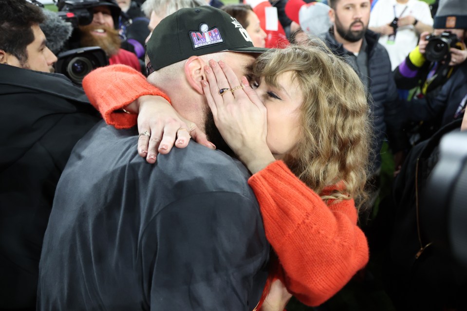 Travis and Taylor embraced after the Chiefs' win last month