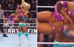 WWE star Tiffany Stratton suffers wardrobe malfunction on live TV