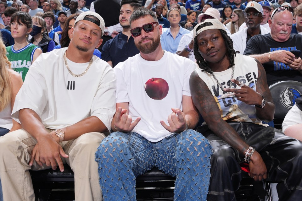 Travis Kelce got mocked by his brother Jason for an outfit he wore to the Dallas Mavericks Game 3 matchup while alongside Kansas City Chiefs teammates Patrick Mahomes and Marquis Brown on Sunday