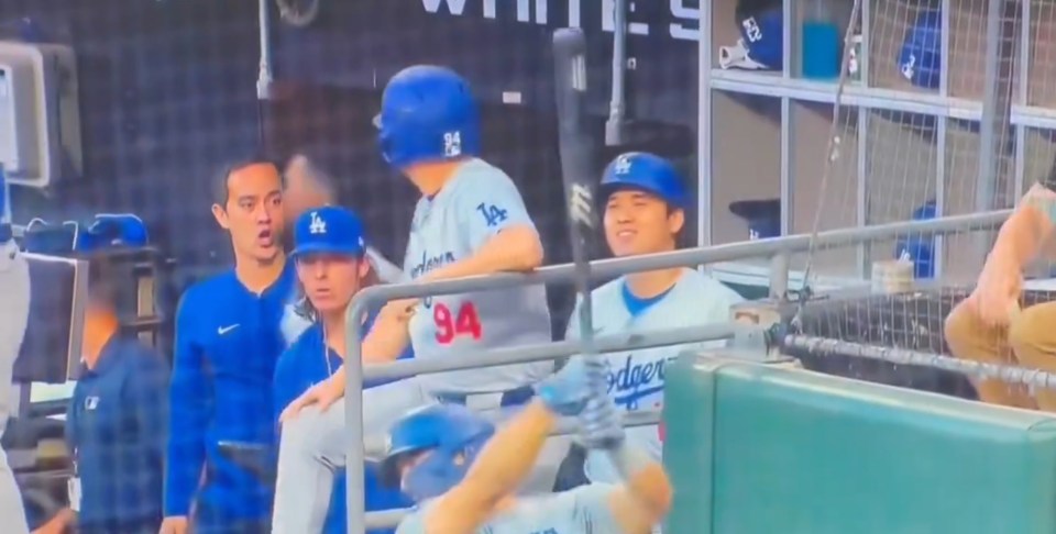 The ball was heading straight for Ohtani's face when he snagged it out of the air