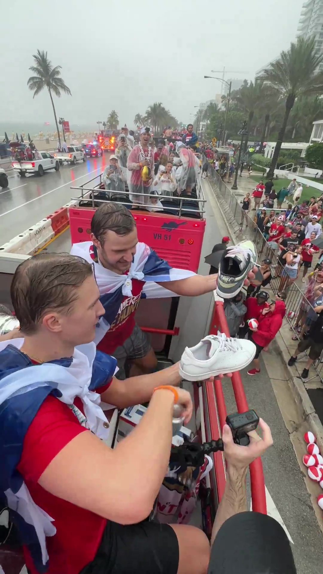 Barkov chugged a beer out of his shoe during the parade