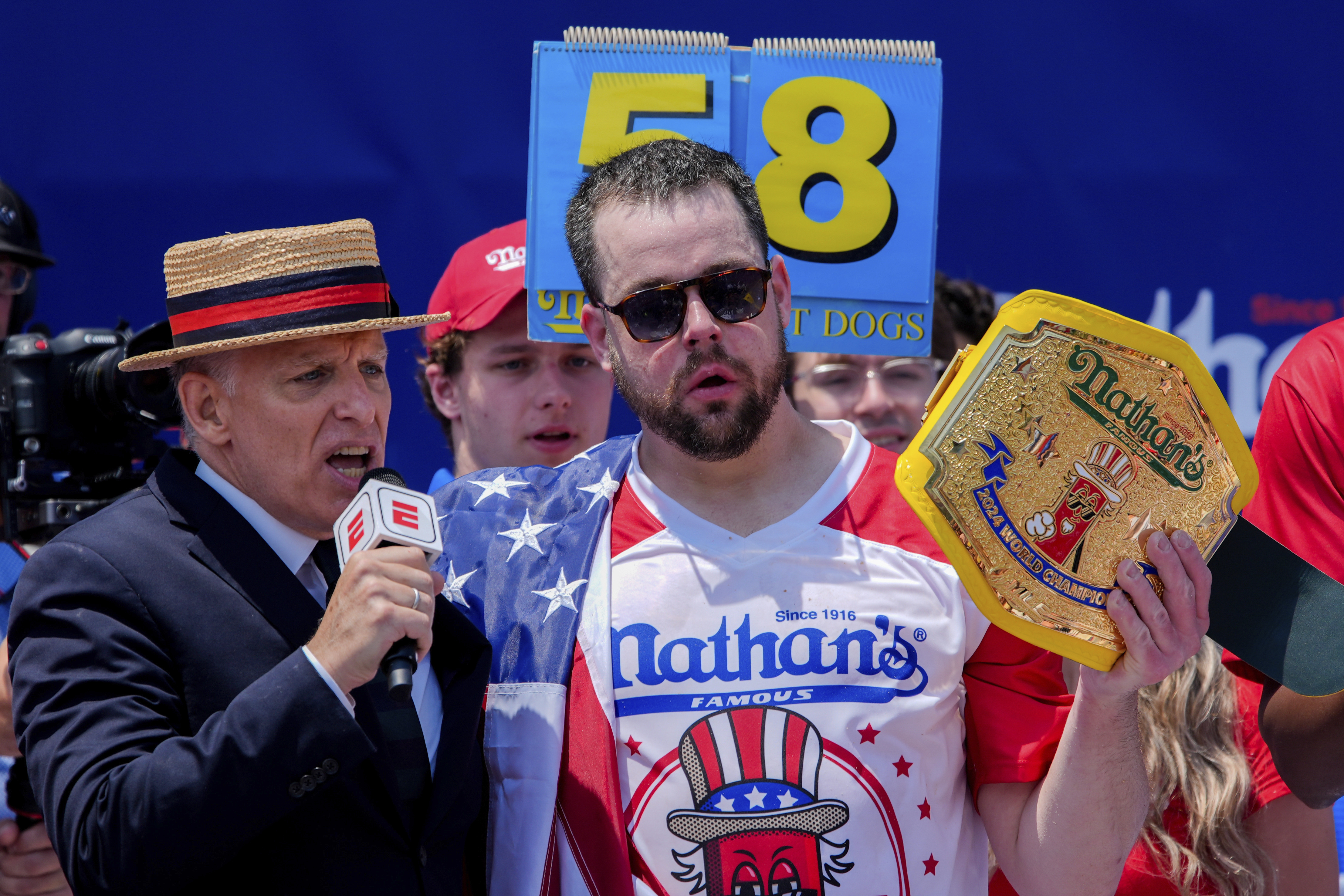 Patrick Bertoletti took home the winning title for the 2024 Nathan's Hot Dog Eating Contest