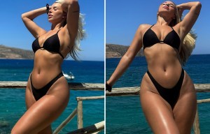 Glamorous footballer Madelene Wright shows off her curves in tiny bikini