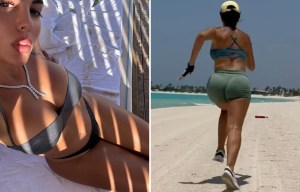 Georgina Rodriguez wows in tiny bikini as she shows off bum by running on beach
