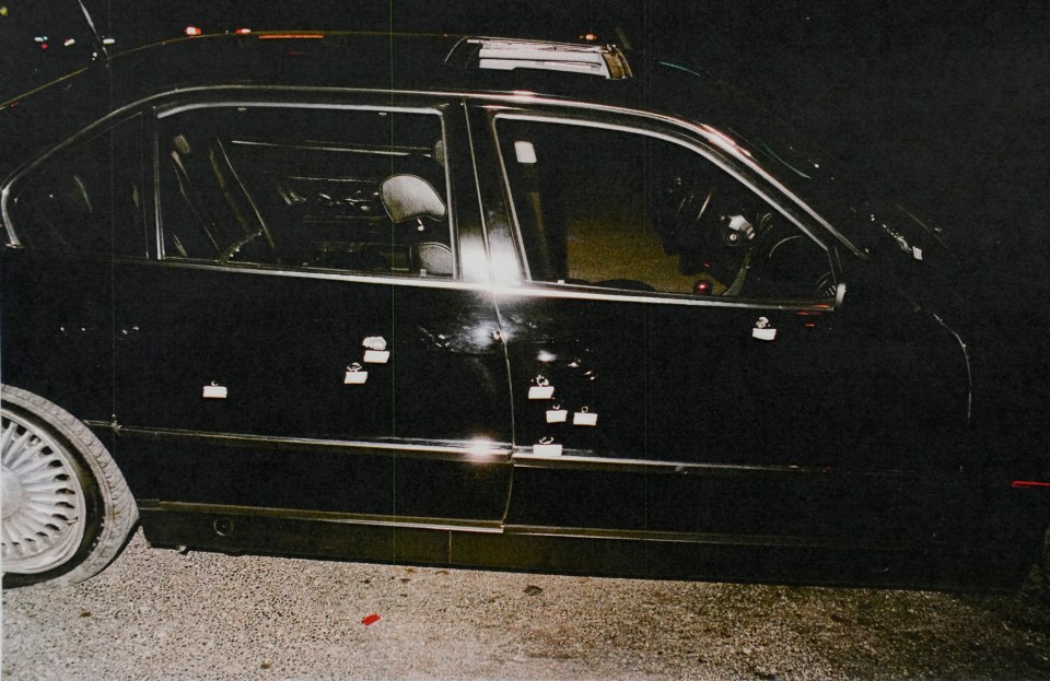 The bullet-riddled car in which Tupac and Suge were shot