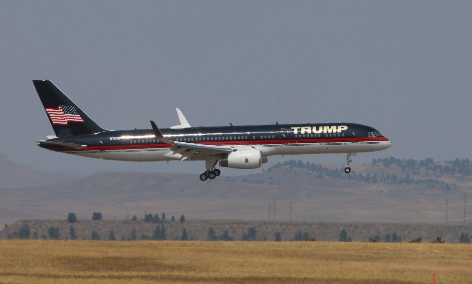 The plane landed in Billings, Montana ahead of Trump's rally in Bozeman