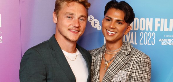 Ben Hardy (left) and Jason Patel at the London Film Festival premiere of Unicorns