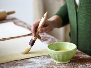 Brushing dough with an egg wash