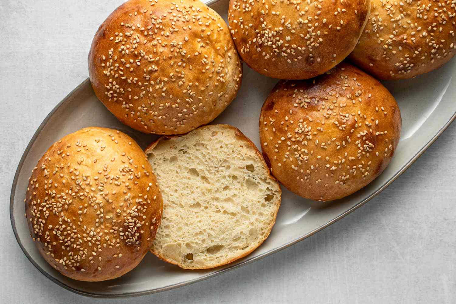 Potato buns on a platter