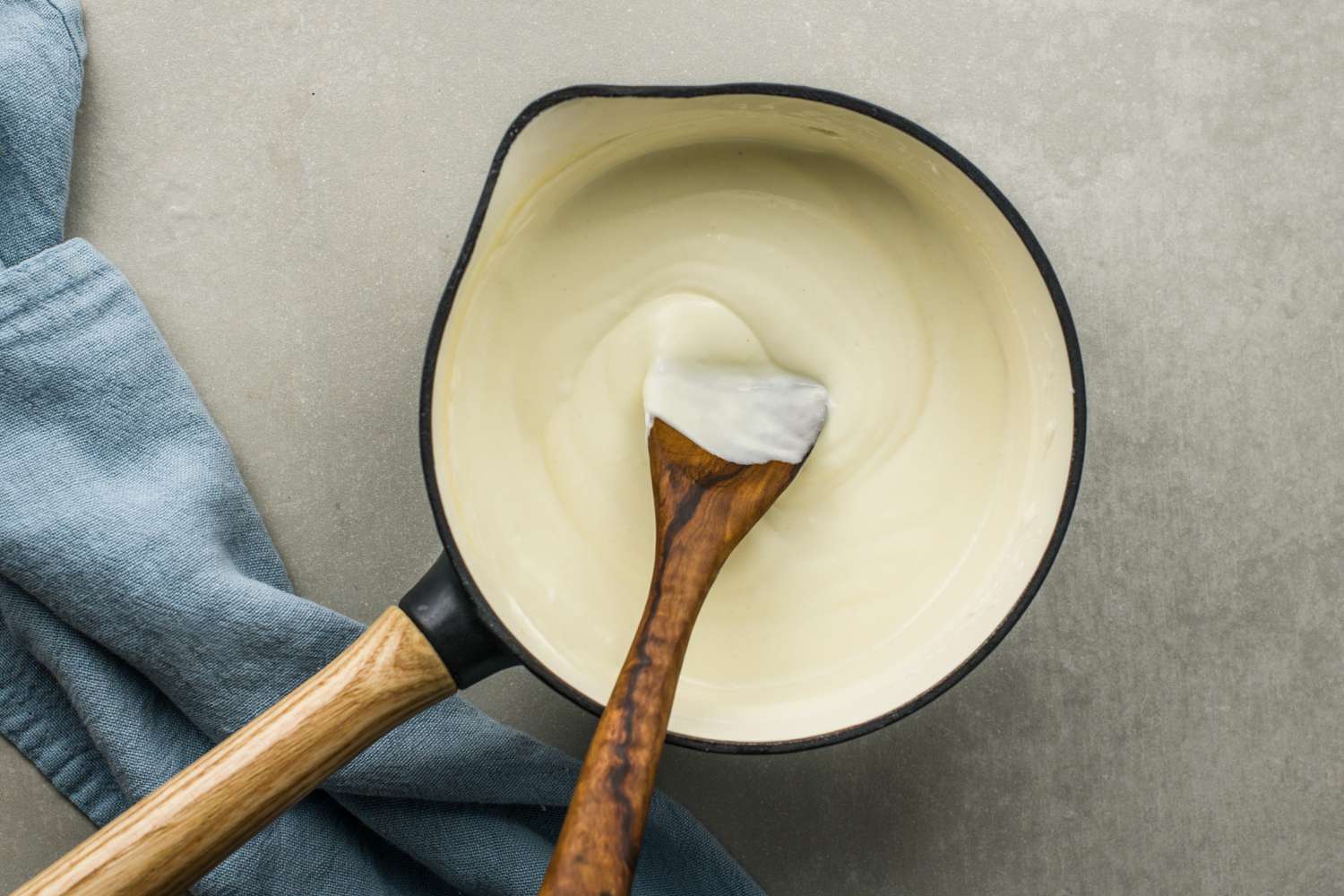 Sour cream in milk and flour mixture