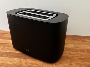 ZWILLING Enfinigy Cool Touch 2-Slice Toaster displayed on butcher block countertop